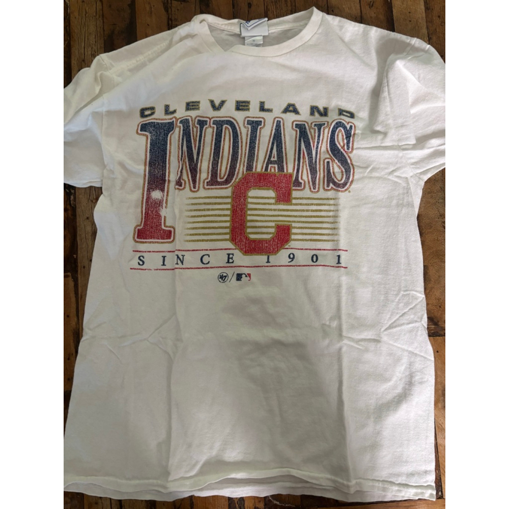 Men's 47 Cleveland Indians White Blue Red Short Sleeve Tee M